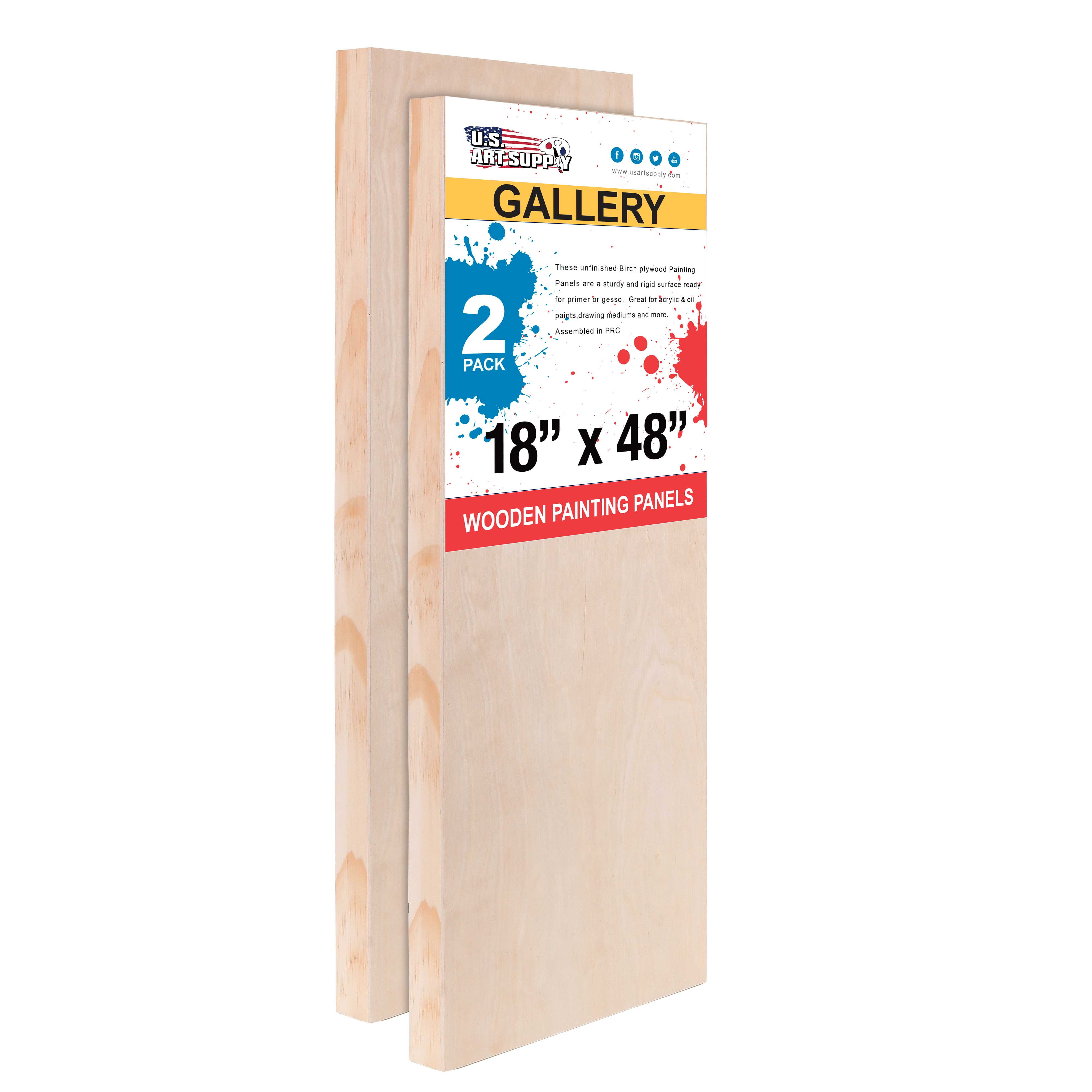 Gallery 1-1/2 Deep Cradle Painting Mixed-Media Craft Acrylic Art Supply 18 x 18 Birch Wood Paint Pouring Panel Boards Oil U.S Encaustic Pack of 2 - Artist Depth Wooden Wall Canvases 