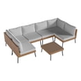 thumbnail image 3 of LazySunsets 7-Piece All Weather Light Gray Wicker Patio Sectional Conversation Set, Water Resistant Thick Cushions & Tempered Glass Coffee Table for Backyard Poolside Porch, 3 of 8