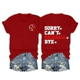 thumbnail image 3 of Basic T Shirts for Women Under 20$, Red T-Shirts Womens Baberdicy Women's Spring/Summer Baseball Print Loose T Shirt Short Sleeve Top, 3 of 3