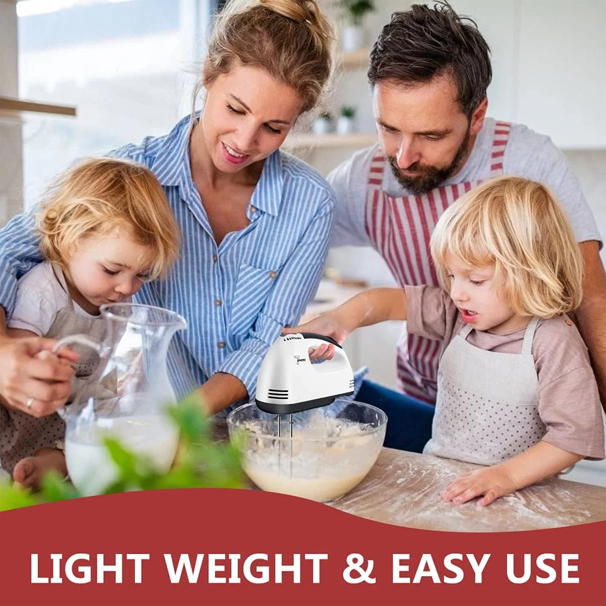 Electric Hand Mixer, 7-Speeds Lightweight Hand-Hand blender mixer, Portable Powerful Kitchen Mixer Stainless Steel Egg Whisk with Egg White Separator, Egg Sticks & Dough Sticks for Baking & Cakes