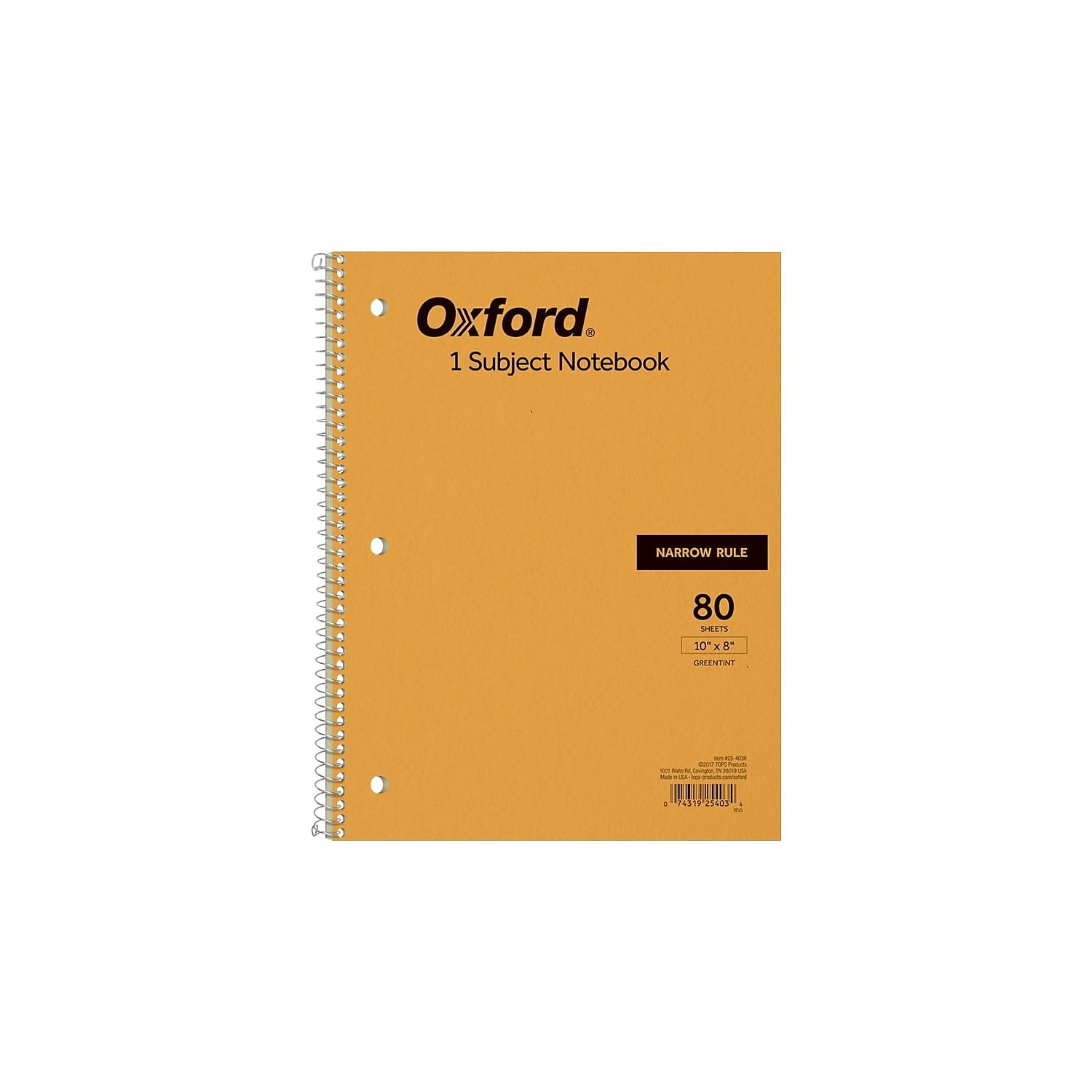 Oxford 1-Subject Notebook 8' x 10' Narrow Ruled 80 Sheets 801050