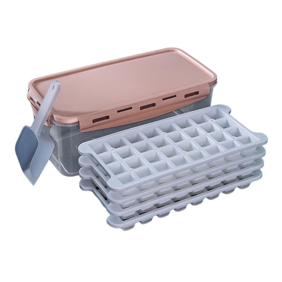 Ice Cube Trays 4 Pack (128 Ice Cubes), Stackable Silicone Bottom Ice Trays Ice Cube Molds Container Set with Airtight Lid