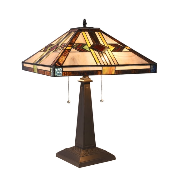 Radiance Goods Tiffany-Style Mission Blackish Bronze 2 Light Table Lamp 16" Shade