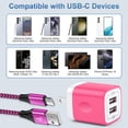 thumbnail image 7 of USB Charger Block, 3 Pack USB Wall Charger with 6FT Type C Charger Cable Cord USB-C Charging Cable, Dual Port Phone Charger Android Fast Charging Block USB Plug Adapter USB Charging Block[Pink], 7 of 7