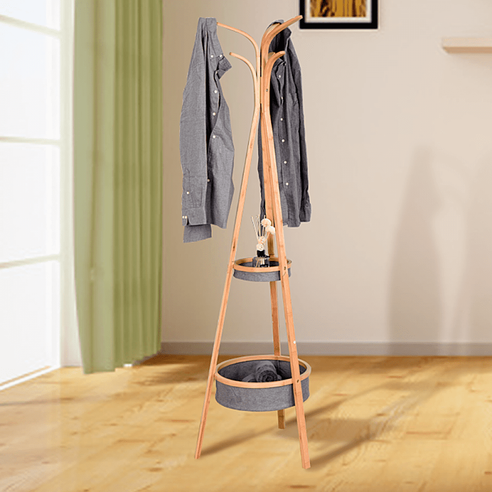 Home & Living Hangers & Clothing Storage Natural Bamboo Standing Coat ...