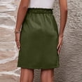 thumbnail image 4 of Womens Summer Skirts Casual High Waist A Line Skirt Skirt Cotton Linen Short Skirt with Pockets Elastic Waist Green M, 4 of 6