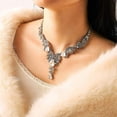 thumbnail image 2 of Bride Wedding Jewelry Sets Crystal Bridal Necklace Earrings Set Rhinestone Choker Necklace Prom Costume Jewelry for Women and Brides, 2 of 4