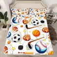 thumbnail image 2 of Homewish Est Sleep Sports Full Size Sheets for Boy, Kawaii Rugby Football Bed Sheets, Cartoon Soccer Basketball Sheet Sets, Microfiber Bedroom Decor, 4-Piece, 2 of 7