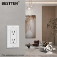 thumbnail image 4 of Enchufe eléctrico de pared BESTTEN 15A/125V/1875W, paquete de 50 unidades, blanco, 4 of 8