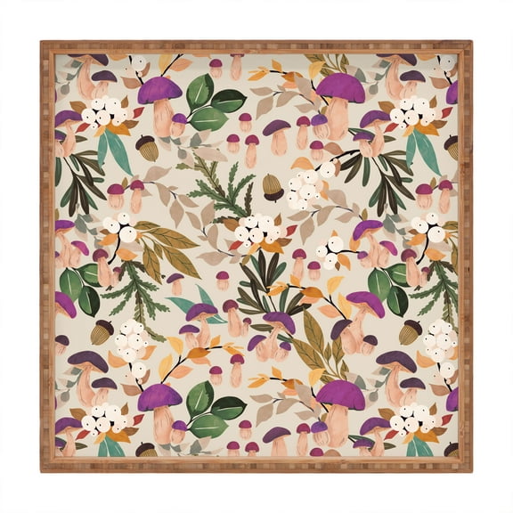 Society6 Marta Barragan Camarasa Magic mushroom forest Large Square Bamboo Tray