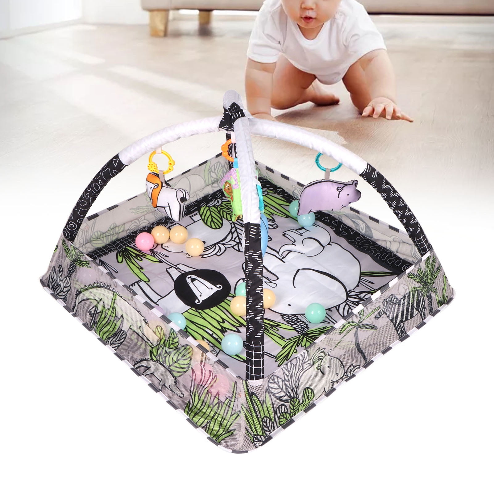 Portable Square Comfortable Kid Play Mat Cozy Kid Gym Play Mat Wild Prairie Pattern Safe Kid Play Mat Kid Activity Gym for Home Floor