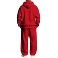 thumbnail image 3 of Mens Casual Jogger Tracksuit 2 Piece Set Fleece Lined Full Zip Long Sleeve Hoodie and Wide Leg Pants Outfit With Pockets Red L, 3 of 4