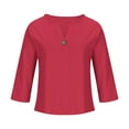 thumbnail image 4 of Summer&nbsp;Plus Size Sweaters Shirts for Women Henley Neck 3/4 Sleeve Tops Button Down Classic Tunic Blouse Plain Basic T-Shirts Oversized Relaxed Fit 2025 Dressy Casual Business Blouses, 4 of 6