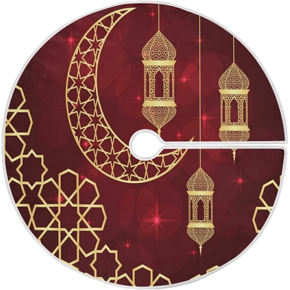 FMSHPON Christmas Moon Star Snow Xmas Christmas Tree Skirt Stand Mat for Holiday Party Decoration Indoor Outdoor 36 inches