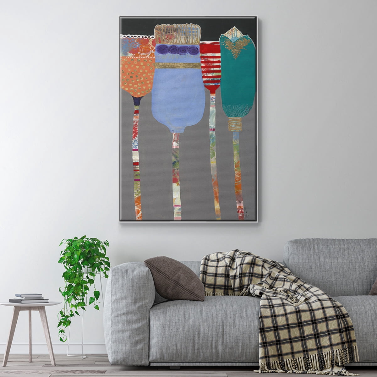 Tall Tulips Framed Premium Gallery Wrapped Canvas - Ready to Hang - 27 x 41 - White Floating Frame