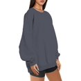 thumbnail image 3 of ORUYROP Chandails en Molleton Surdimensionnés pour Femmes Manches Longues Col Rond Chandail Décontracté Ample Couleur Unie Polaire Tops Pulls, 3 of 7