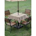 thumbnail image 4 of Outdoor Tablecloth with Umbrella Hole for Patio/Picnic/Party/Camping, Brown Stripe Waterproof Table Cloth Square Cover Washable, Modern Minimalist Geomertic Striped Beige (54"x 54"), 4 of 9