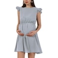 thumbnail image 3 of Vestido de maternidad Lucakuins para mujer Mini cuello redondo moda, 3 of 6