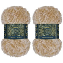 JubileeYarn Luxe Fluff Yarn - 100% Polyester - 100g/Skein - 2 Skeins - Light Brown and White