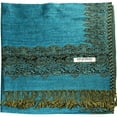 thumbnail image 4 of Falari Women's Pashmina Silk Large Double Layered Border Pattern Scarf Shawl Wrap, 4 of 4