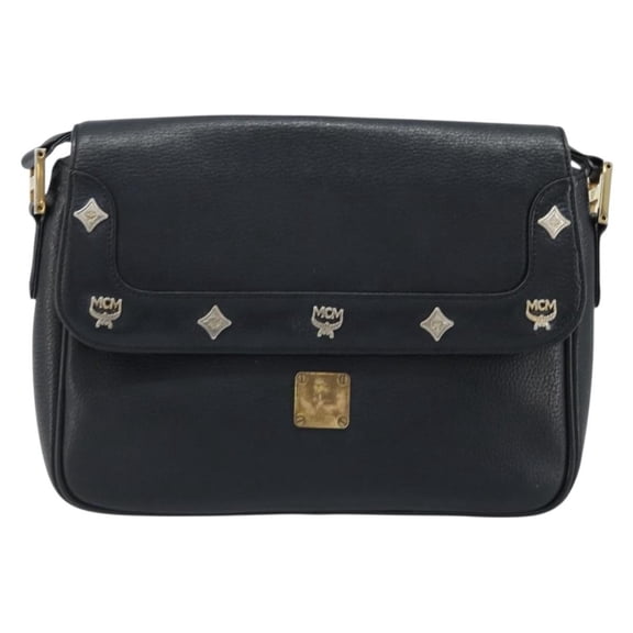 Pre-Owned MCM Vintage Vicetos Leather Black Leather Shoulder Bag Bag