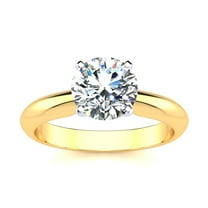 SuperJeweler 1 1/2 Carat Moissanite Solitaire Engagement Ring in 14 Karat Yellow Gold