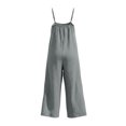 thumbnail image 7 of Womens Sleeveless Linen Jumpsuits Spaghetti Strap Wide Leg Jumpsuit Beach Vacation One Piece Overalls Gray, M, 7 of 7