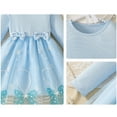 thumbnail image 6 of Girls Long Sleeve Princess Tulle Dress with Bows for Birthday Party, Sparkly Blue Tutu Dress for Kids Age 3-10 Years,Size 5-6 T, 6 of 7