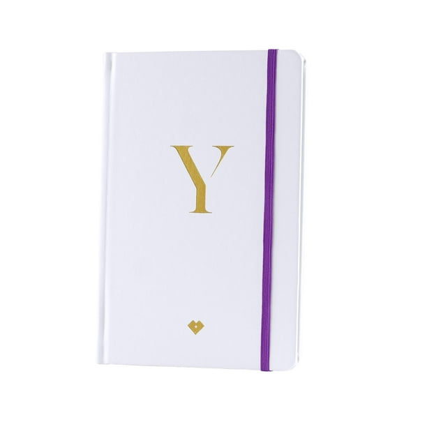 Libreta de Notas con Iniciales LuckyLy, Notebook Pasta Dura de Piel Vegana, Letras A-Z dorado 152 páginas