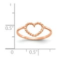 thumbnail image 4 of 14K Rose Gold Ring Band Themed Polished & Textured Heart, Size 7, 4 of 5