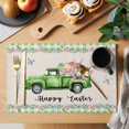 thumbnail image 2 of Easter Placemats Set of 4, Spring Truck Rabbit Flowers Eggs Green Check Placemats for Dining Table, Place Mats for Kitchen Tabletop, Waterproof Wipeable Dining Table Mats Set, 2 of 9
