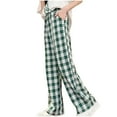 thumbnail image 2 of NAISIBABY Girls Wide Leg Pants 12 T, Elastic Waist Pockets Plaid Graphic Kids Casual Thin Pants Green, 2 of 4