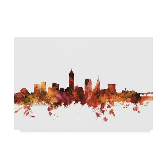 Trademark Fine Art 'Cleveland Ohio Skyline Red' Canvas Art by Michael Tompsett