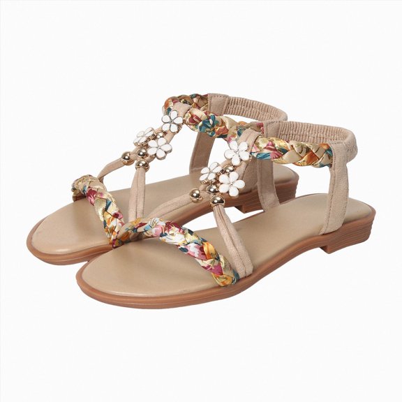 Ymyiu Little Girl Sandals Girl's Sandals Round Open Toe Ankle Strap Flat Dress Shoes Size 1.5 (Khaki,Big Kids 1.5)