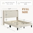 thumbnail image 3 of Yaheetech Velvet Upholstered Bed Frame with Charging Outlets & USB Ports, Full, Beige, 3 of 7