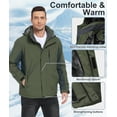 thumbnail image 3 of Lavenicole Men's Waterproof Ski Jacket Warm Winter Snow Coat Mountain Windbreaker Hooded Raincoat Armygreen XL, 3 of 7