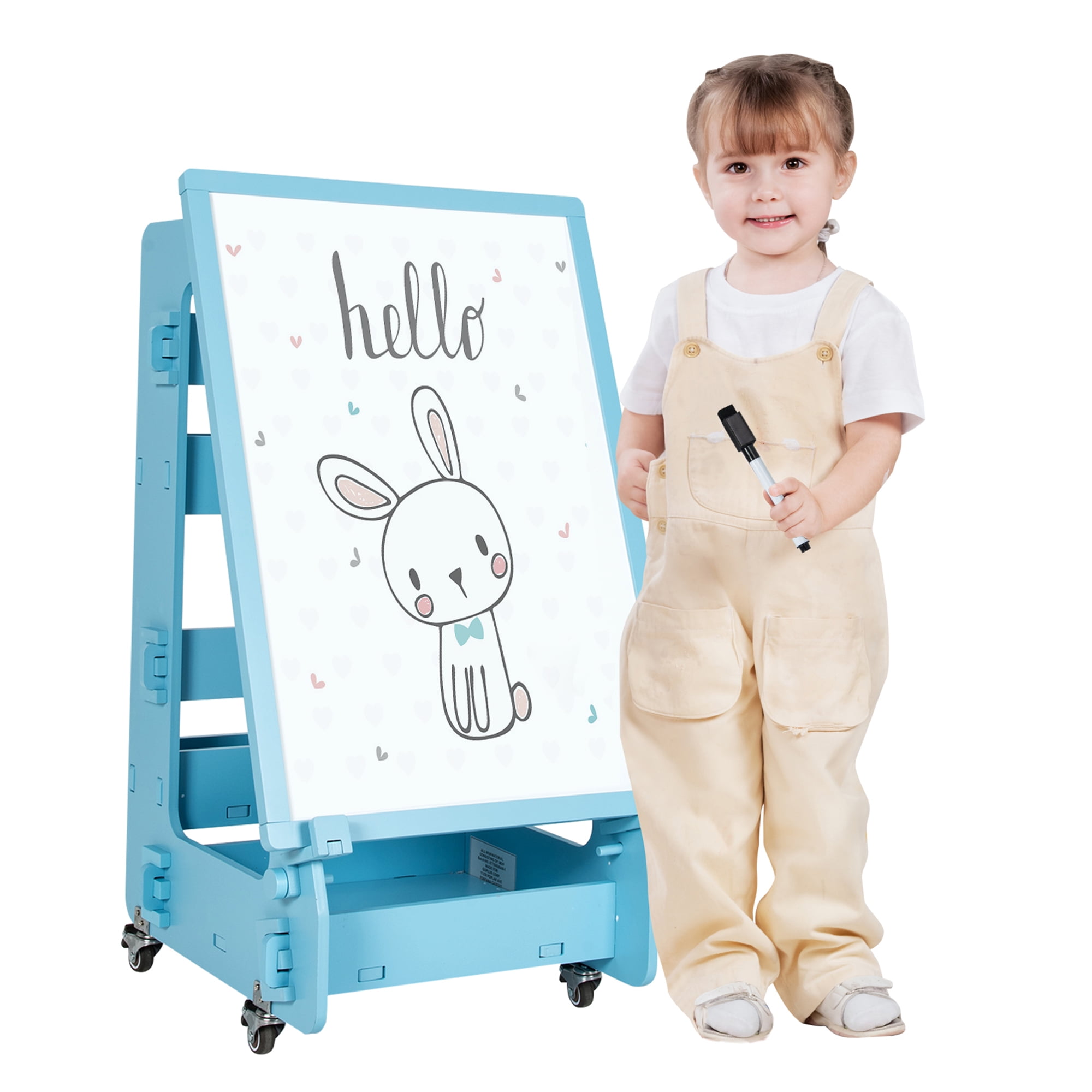 Christmas toys Kids Art Easel Standing Easel Set with Height Adjustable  Whiteboard&Chalkboard Double Sided Easel 360°Rotating Drawing Easels for  Kids Black(26inch-43inch)