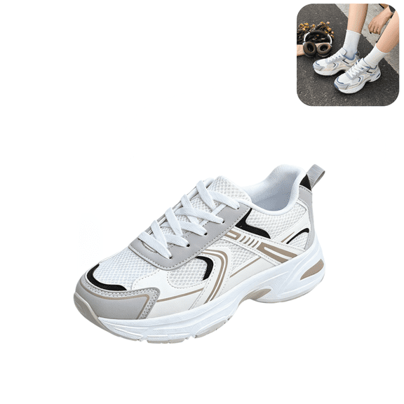 Willtoo Orthopedic Shoes for Women Retro Chunky Sneakers Breathable Mesh Lace-Up Walking Shoes with Cushioned Platform Sole, Casual Athletic Trainers