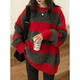 thumbnail image 3 of EMMIOL Women's Oversized Stripe Sweater 2026 Spring Y2K Trendy Crewneck Knit Top,Loose Fit Long Sleeve Pullover, 3 of 8