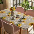 thumbnail image 3 of Brown Yellow Sunflower Table Cloths for 5 Foot Rectangle Tables, Summer Botanical Farmhouse Floral Patio Waterproof Elastic Fitted Tablecloths, Washable Rectangular Table Cover for Camping, 3 of 8