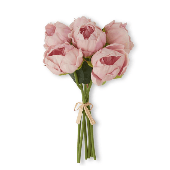 K&K Interiors 12" Real Touch Pink Peony Blooming Spring Flowers for Mother's Day - 6 Stem Bundles