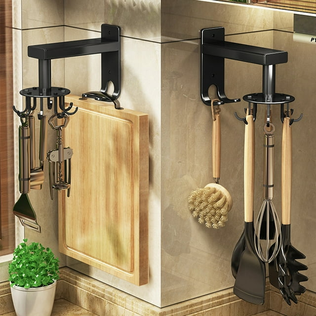 360 Degrees Rotation Aluminum Hook Spoon Towel Rag Hook Organizer Space-saving Storage Rack Wall Mounted Pants Organizer Hanger Kitchen