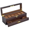 thumbnail image 3 of MERIGLARE Watch Display Case Solid Watch Organizer for Tabletop Living Room Collectors 6 with 2 slot, 3 of 9