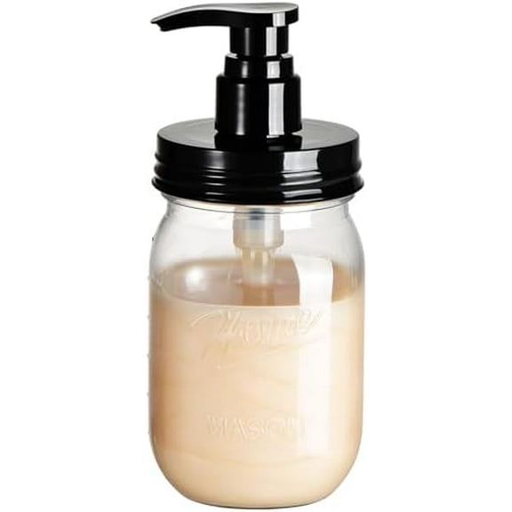 Plastic Mason Jar Soap Dispenser with Pump Lid,16OZ Refillable BPA-Free Hand Soap Dispenser Set with Cute Lables - Farmhouse Decor for Kitchen/Bathroom, Liquid Soap,Dish Soap, Lotion