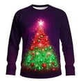 thumbnail image 3 of Feancey Christmas Long Sleeve Tee Shirts for Men Big and Tall Fashion Xmas Tree Print Crewneck Pullover Holiday Casual Loose Tshirts Purple M, 3 of 6