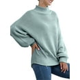thumbnail image 3 of Mialoley Women Sweater, Solid Color Turtleneck Balloon Sleeves Knitwear, 3 of 7