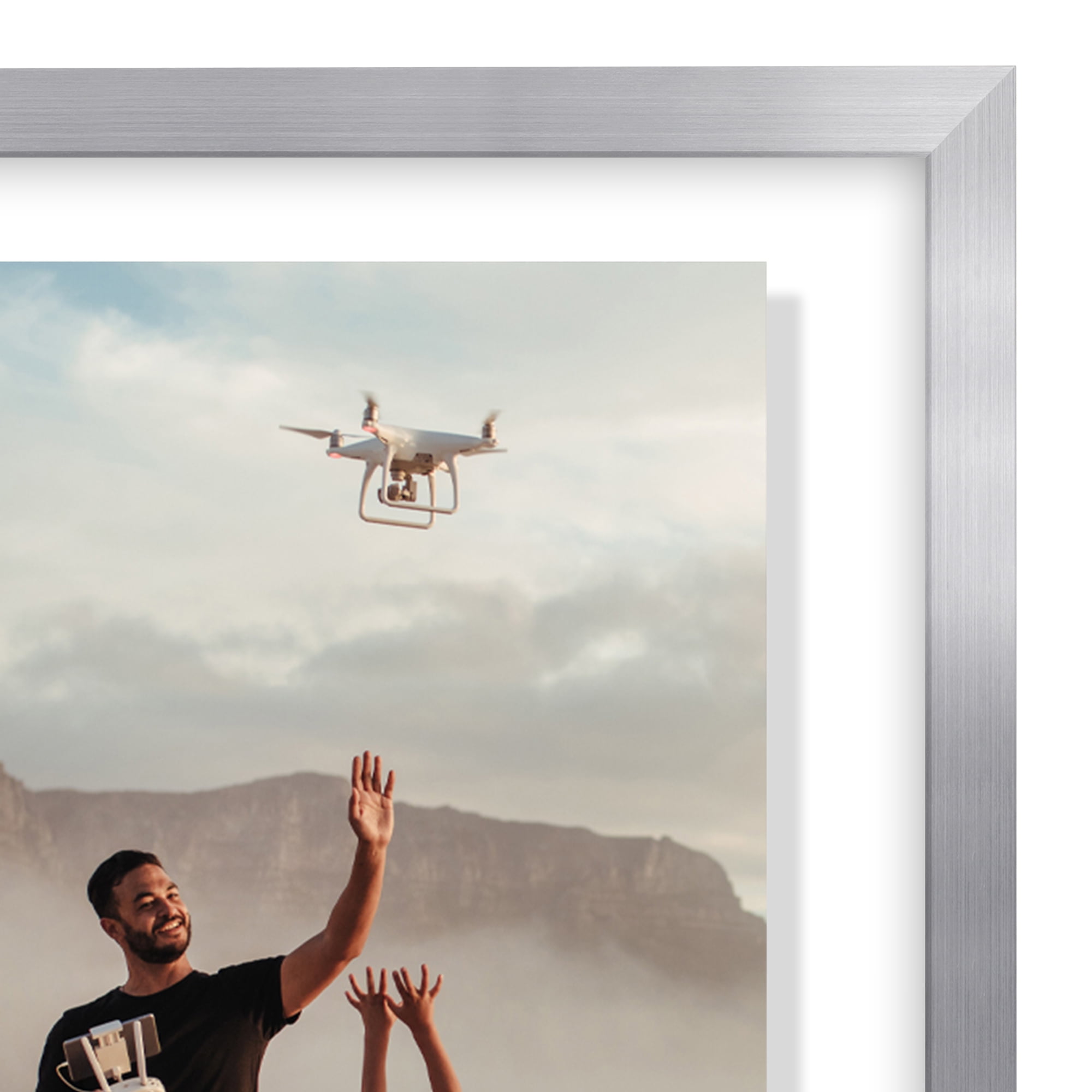 Americanflat 5x7 Picture Frame with Shatter-Resistant Glass Aluminum Floating Display Photo Signature - Silver