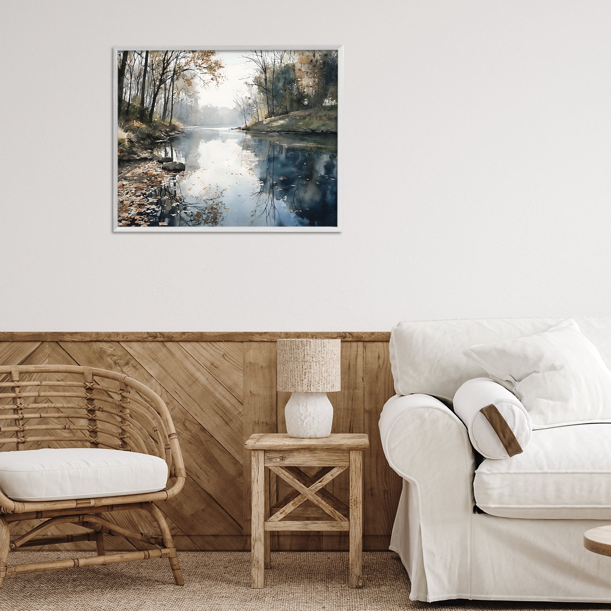 Stupell Industries Fall Lake Reflection White Framed Giclee Art, design by Franklyn Gregory