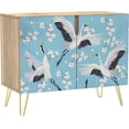 thumbnail image 3 of PixonSign Sideboard Buffet Cabinet, Kitchen Storage Cabinet with 2 Doors, Cherry Blossom Chinese Crane Pattern, Cupboard Console Table for Dining Room - 35" L x 18" W x 29" H, 3 of 5
