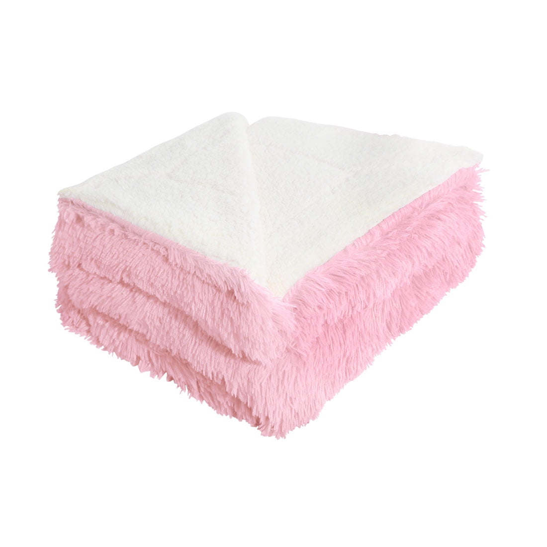 Reversible Shaggy Faux Fur Blanket Queen for Bed, 78" x 90", Pink